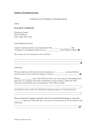 Employee Termination Letter Template Free Collection Letter