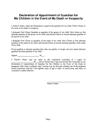 printable child guardianship forms in