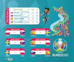 Theo thông báo, toàn bộ 51 trận đấu tại euro 2021 sẽ phát sóng trực tiếp trên các kênh quảng bá đài truyền hình việt nam (vtv, chủ yếu trên vtv6). Lá»ch Thi Ä'áº¥u Báº£ng E Euro 2021 Kho Cho Tay Ban Nha Vov Vn