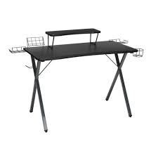Computer desks are specifically designed for this purpose, and they often have features like keyboard trays or computer tower cabinets that can help streamline your workspace. 55 Essentials Collection Gaming Computer Desk With Monitor Shelf X Base Gray Black Ofm Target