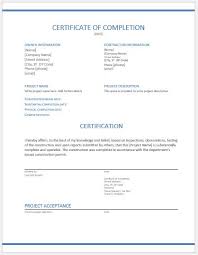Construction Completion Certificate Sample