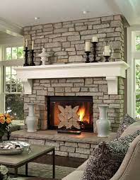 Stone Brick Fireplace With Wooden