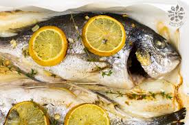 baked sea bream with white wine vessy