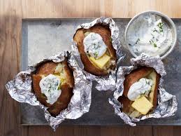 Camping Baked Potatoes With Herbed Sour
