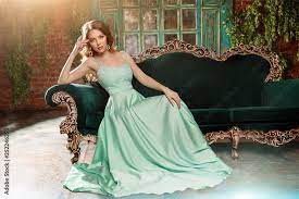 luxury woman model in a mint colored