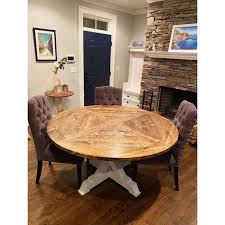 round wood farmhouse dining table