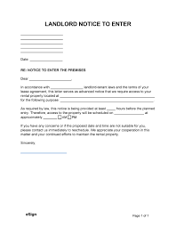 free landlord notice to enter form