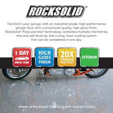rust oleum rocksolid 90 oz dark gray polycuramine 1 car garage floor kit 2 pack
