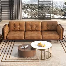 87 wax leather 3 seater sofa in brown