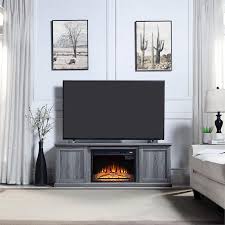 Sliding Door Wood Fireplace Tv Stand