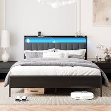 walsunny queen bed frame with led light