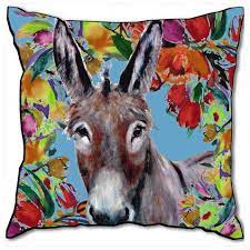 Buy Velvet Donkey Cushion Cover Blue