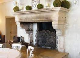 French Stone Fireplace