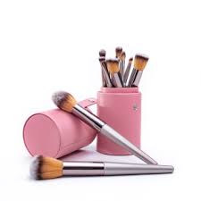 light pink make up brush holder brush