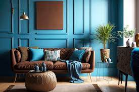 interior blue with brown walls