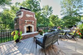 outdoor fireplace transitional deck