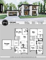 A more modern take on the two story house plan places the master suite on the main level, making it easy to age in place later. 2 Story Modern Style House Plans Fresno Modern House Floor Plans House Blueprints Modern Style House Plans