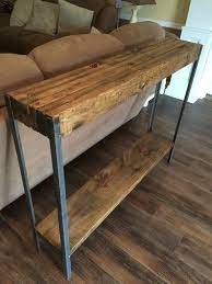 Elegant Rustic Sofa Table With Metal Legs
