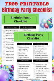 Free Birthday Party Checklist For Kids