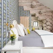 Log Cabin Bedroom Sloped Ceiling Design