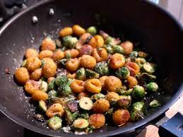 crispy gnocchi with brussels sprouts
