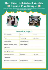 one page high weekly lesson plan