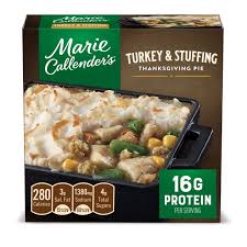 Easy online ordering is available at www.mariecallenders.com. Marie Callender S Turkey And Stuffing Thanksgiving Pie Frozen Meals 11 5 Oz Walmart Com Walmart Com