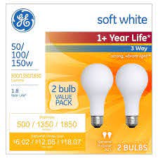 General Electric 50 100 150w 2pk 3 Way Long Life Incandescent Light Bulb White Target
