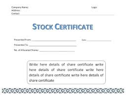 Corporate Stock Certificate Template Masterdegree Co