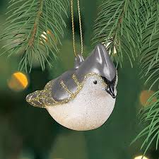 Tufted Titmouse Blown Glass Ornament