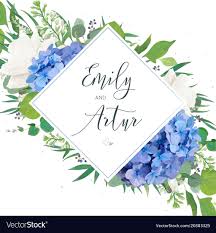 Wedding Invite Card Design With Hydrangea Flowers