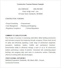 Construction Foreman Resume Construction Resume Sample