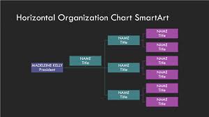 Horizontal Organization Chart Slide Multicolor On Black