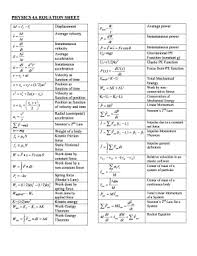physics equation sheet 2020 2024 fill