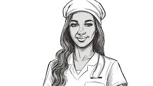 vector sketch of a nurse in black and