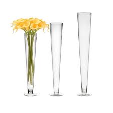 20 Inch Tall Clear Glass Trumpet Vase