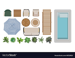 Outdoor Furniture Top View Icons Set