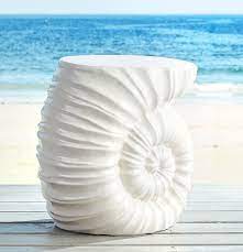 earthenware white shell garden stool
