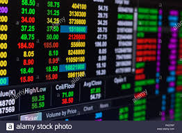Stock Market Chart Closeup Stock Market Exchange Data On Led