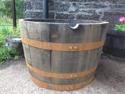 Half Oak Barrel Planter Natural Bands