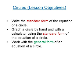 Circles Lesson Objectives Write The
