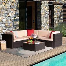 lacoo 6 pieces patio sectional sofa all