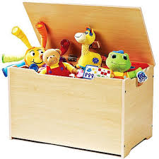 brown wooden toy storage box