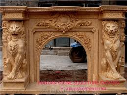 Lion Brown Marble Fireplace Marble