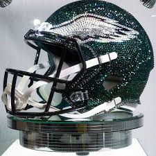 Philadelphia eagles snack helmet colors: Philadelphia Eagles Swarovski Crystal Adorned Mini Helmet By Rock On Sports