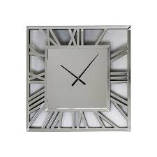 Square Mirrored Wall Clock Glamour