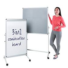 Wonderwall Double Sided Mobile Grey Notice Board Magnetic Whiteboard Flipchart Easel 2 Sizes Available Incl Board Size H 100x W 100cm