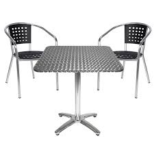 aluminum table and chair with black