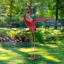 Pink Metal Art Flamingo Bird Garden
