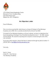 no objection letter template